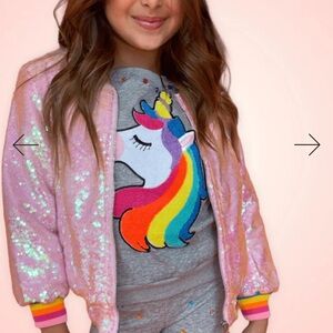 Lola + The Boys Iridescent Sequin bomber Jacket~8